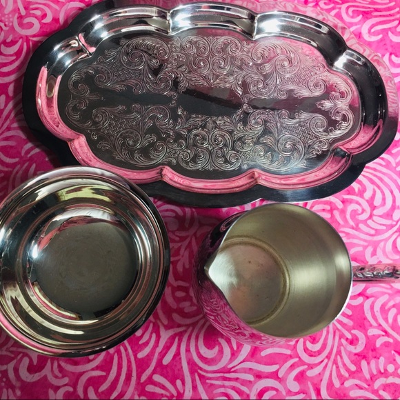 Pilgrim Silver-plate P55 Sugar Bowl/Creamer/Tray - Picture 7 of 9